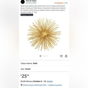Gold Spike Sphere Decor